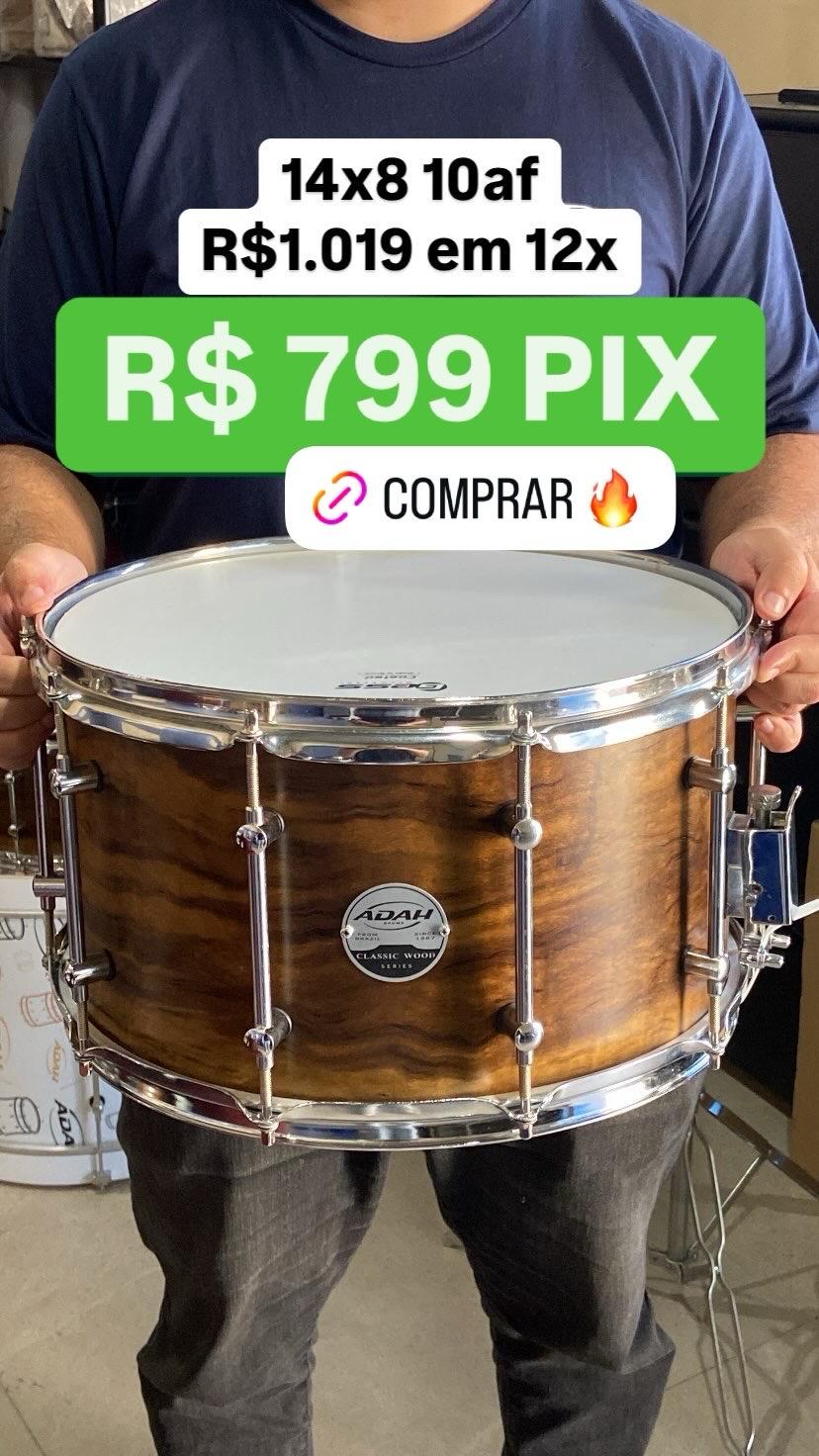 Caixa Classic Wood 14"x8" 10AF - Acabamento Natural Dark Wood